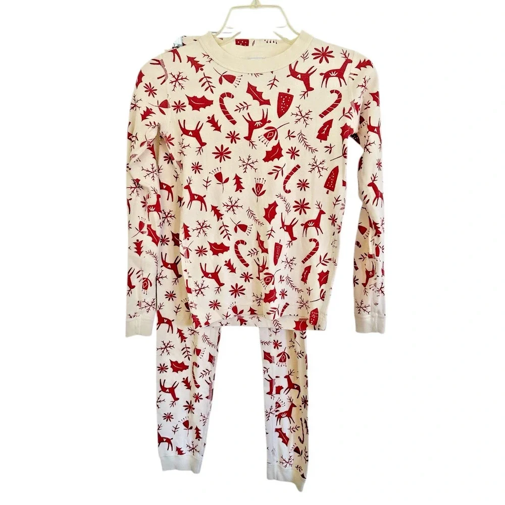 Hanna Andersson unisex Christmas Pajama set Long Sleeve Candy Cane Size 12